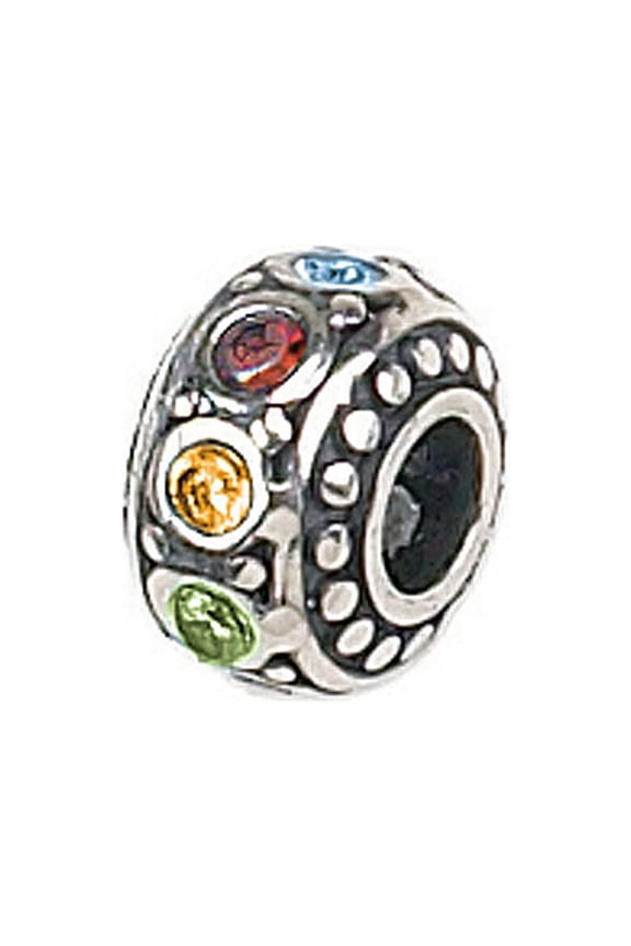 Sterling Silver Multicolor Crystals Bead / Charm