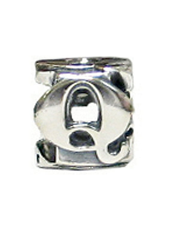Sterling Silver Open Initial Q Bead / Charm