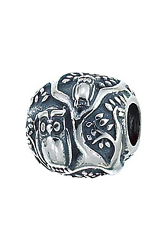 Sterling Silver Owls In Tree Compatible Bead / Charm