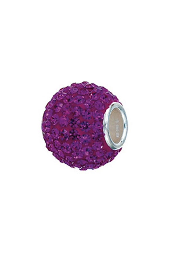 Sterling Silver Pave Crystal Birth Month - February Bead / Charm