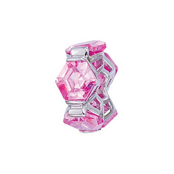 Zable� Sterling Silver Pink Hexagons Bead / Charm
