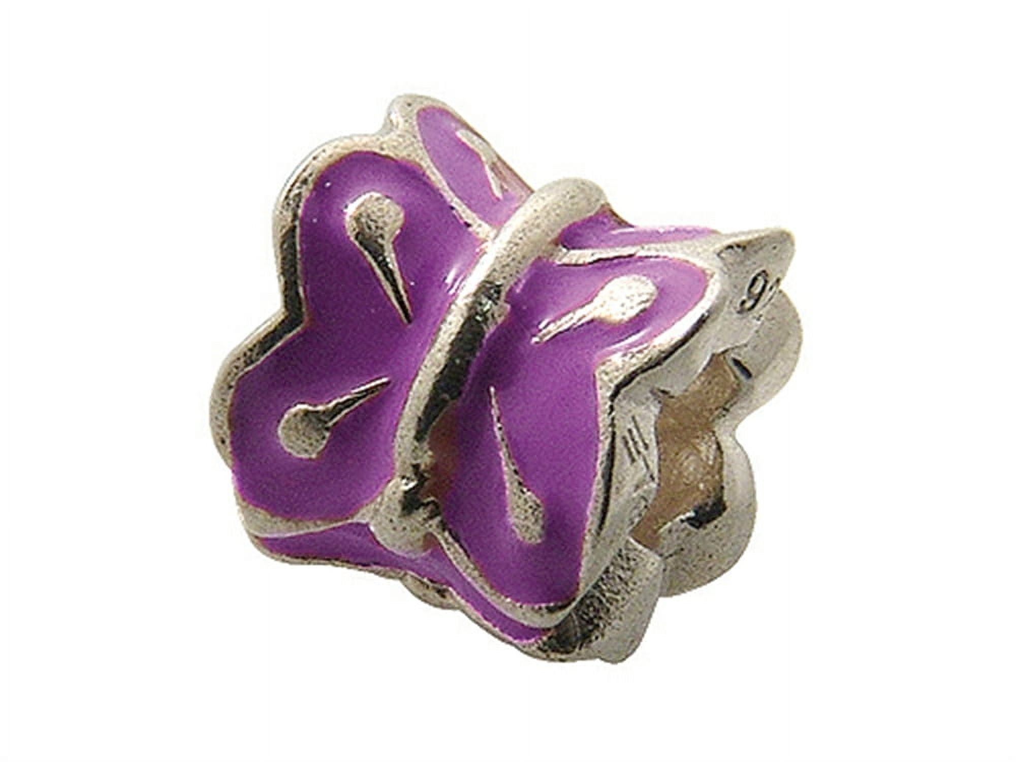 Zable� Sterling Silver Purple Enamel Butterfly Bead / Charm