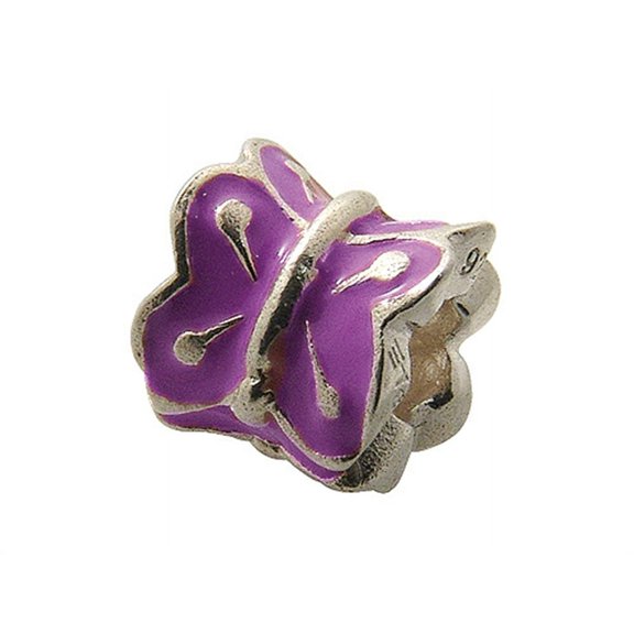 Zable Sterling Silver Purple Enamel Butterfly Bead / Charm