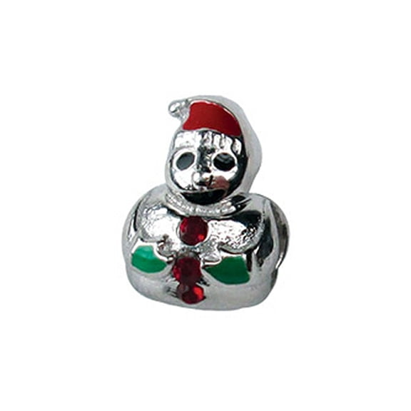 Zable Sterling Silver Snowman with Enamel and Crystals Bead / Charm