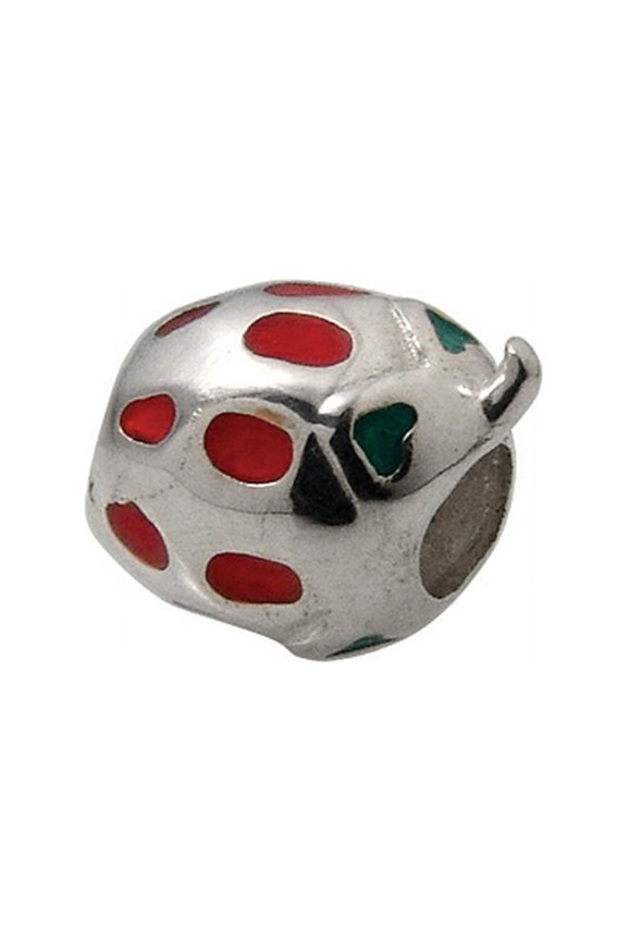 Sterling Silver Strawberry with Red Enamel Bead / Charm
