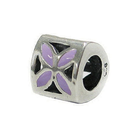 Zable Sterling Silver Tri Flower Lavender Bead / Charm