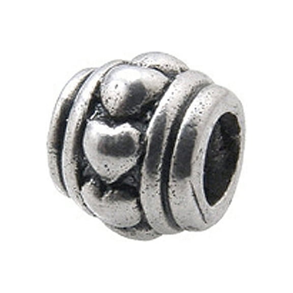 Zable Sterling Silver Tube with Hearts Bead / Charm