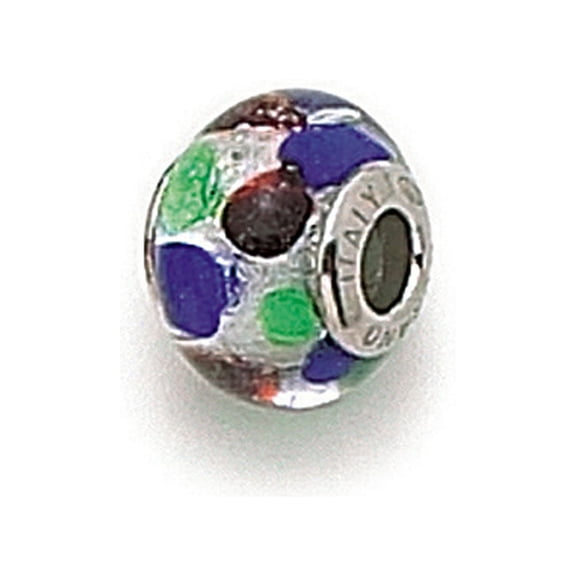 Zable Sterling Silver with Multicolor Dot Murano Glass Bead / Charm