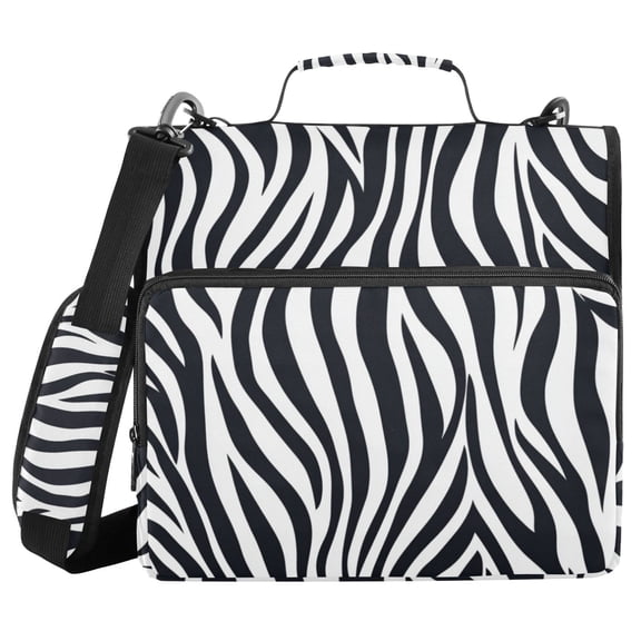 Zabra Skin Stripes Binder Bag with Shoulder Strap 3 Ring Zipper Binder File Folder Document Storage