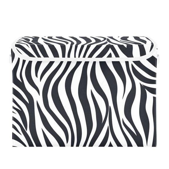 Zabra Skin Stripes Foldable Storage Bin with Lid and Handle Collapsible Storage Box 16.5 x 12.6 x 11.8 inches