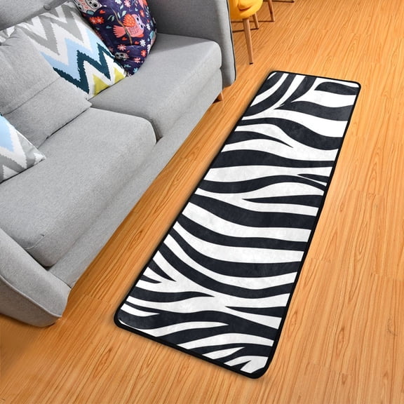 Zabra Skin Stripes Long Floor Mat Runner Rug Area Mat Noise Reduction Water Absorbent Non-Slip 72" x 24"