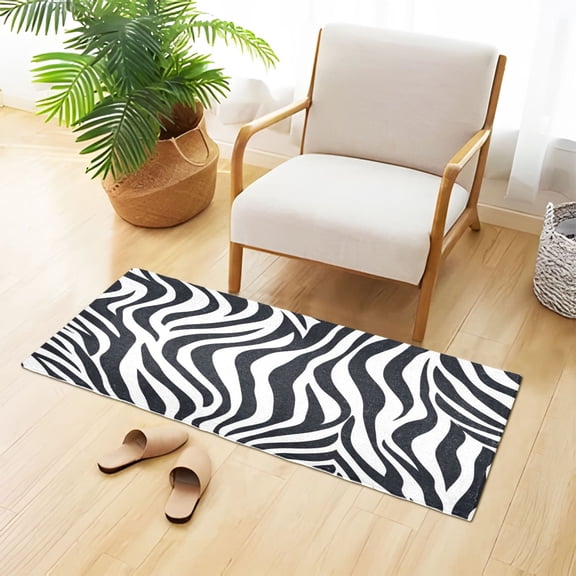 Zabra Skin Stripes Plush Carpet Non Slip Runner Rug Absorbent Bath Mat 39" x 20"