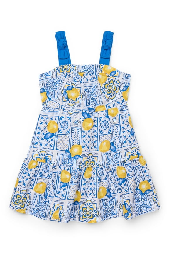 by Zac Posen Girls' Sleeveless Print Dress with Bow Straps, Sizes 4-18