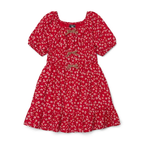 Zac Kids Girls Ditsy Floral Print Dress with Velvet Bows, Sizes 4-18