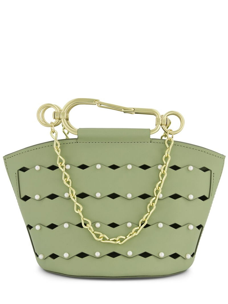 Zac Posen Belay Mini Zipped Leather Bucket Bag, Green  display picture 3