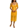 thumbnail image 1 of Zac Posen womens  3D Guipure Lace Midi Dress, 4, Yellow, 1 of 3