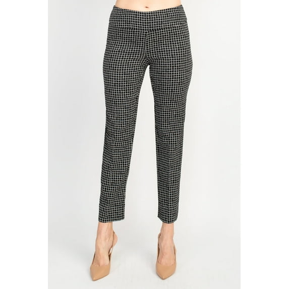 Zac & Rachel Black White Irregular Mini Square Print Fitted Pants