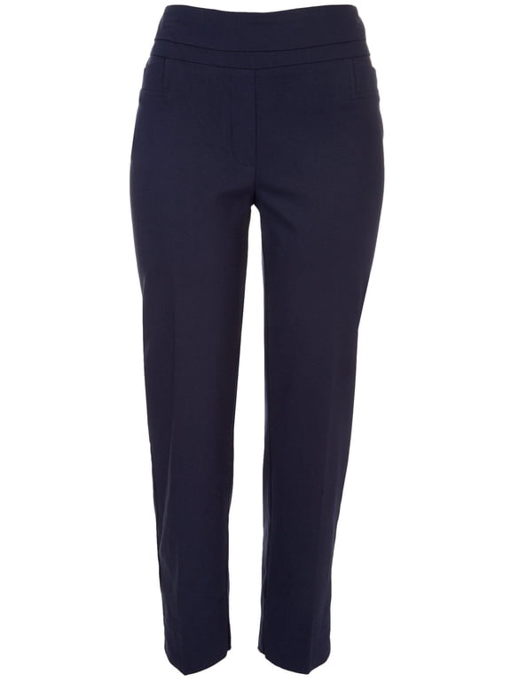 Womens Solid Slim Millennium Ankle Pants 8 Navy blue