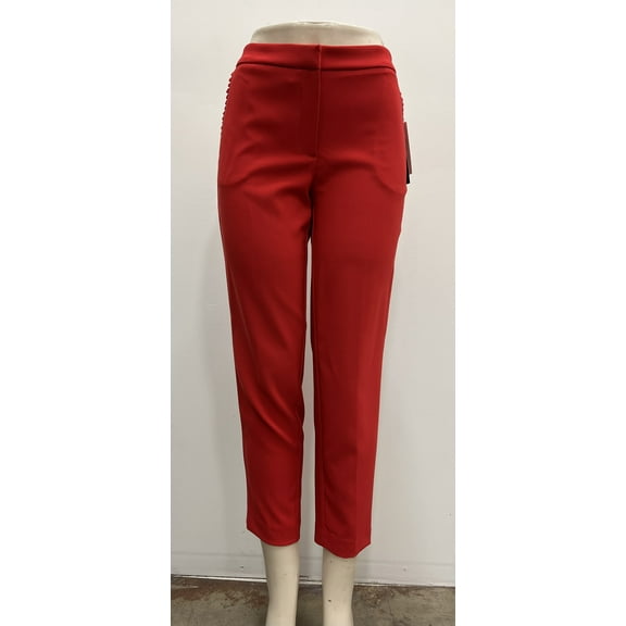 Zac & Rachel solid slim ankle front zipper front and back pockets ankle length Pants , Berry , 8