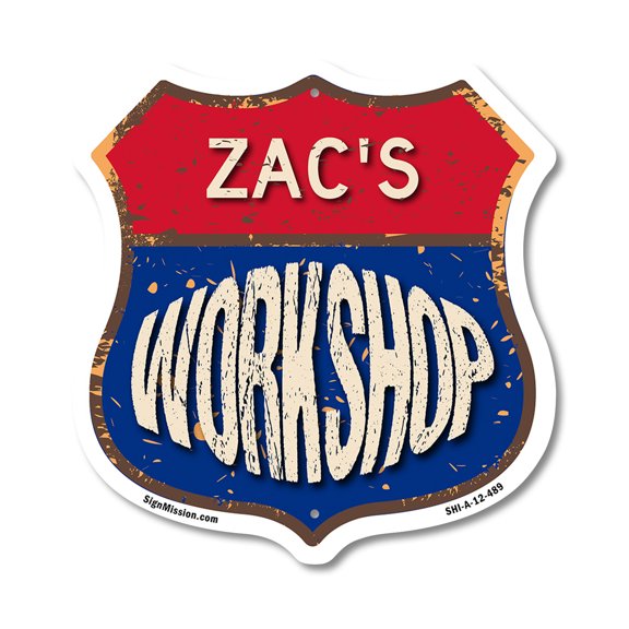 Zac's Workshop 12 inch X 12 inch Shield-Shaped Rust-Free Aluminum Metal Sign Weather Resistant, UV Protected To last, Gift for Dads and Uncles Classic Americana Crafted in the USA