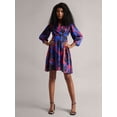 thumbnail image 1 of Zaccai Women's Blue Satin Abstract Side Cut-Out Dress, 1 of 5