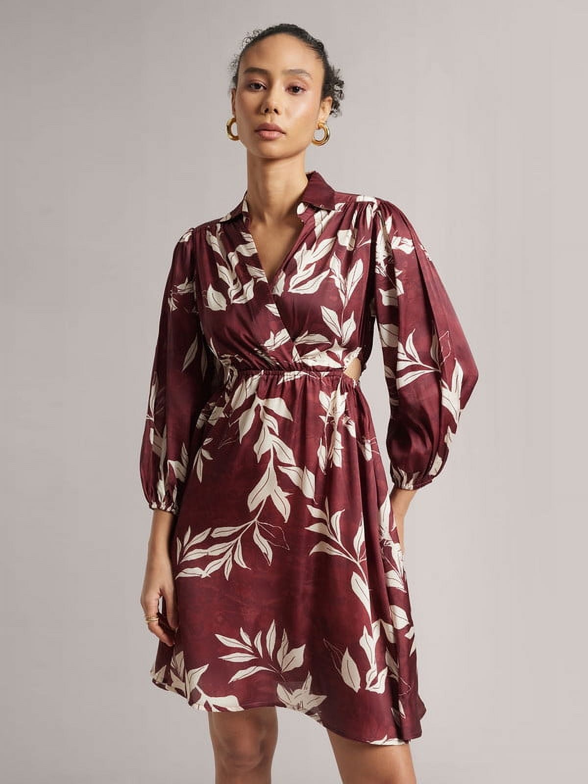Zaccai Women's Brown Satin Abstract Side Cut-Out Dress - Walmart Business  Supplies