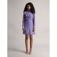 thumbnail image 1 of Zaccai Women's Purple Georgette Geometric Button Down Dress, 1 of 5