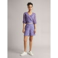 thumbnail image 1 of Zaccai Women's Purple Georgette Geometric Wrap Co-ord Set, 1 of 5