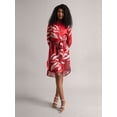 thumbnail image 1 of Zaccai Women's Red Satin Abstract Button Down Dress, 1 of 6