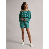 Zaccai Women's Teal Georgette Geometric Regular Co-ord Set