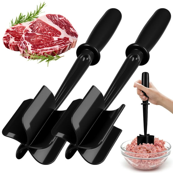 Zacenei Meat Chopper,2Pack 5 Curve Blades Hamburger Chopper Potato Masher Professional Multifunctional Heat Resistant Ground Beef Smasher Meat Separator Non-Stick Mix Chopper Mix&Chop Kitchen Tools