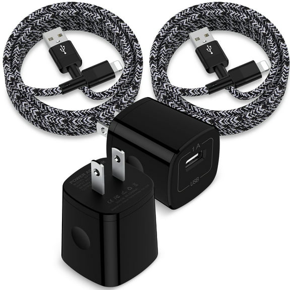 Zacenei USB Charger Block,2Pack USB Charging Block & 2Pack iPhone Charger Cable 6ft Charging Cord USB Charger Adapter Station Wall Plug & Fast Charging Cable Cords 6FT Compatible for iPhone 14/13/12