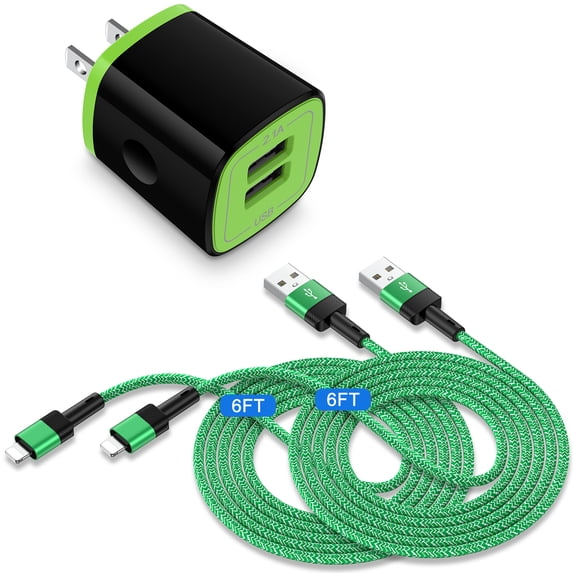 Zacenei USB Charger Block,2Pack iPhone Charger Cable Cords 6ft&1Pack 2.1A Dual USB Charger Adapter Wall Plug Fast Charging Block Multi Charging Cables 6ft iPhone Charger Set Compatible for iPhone 14