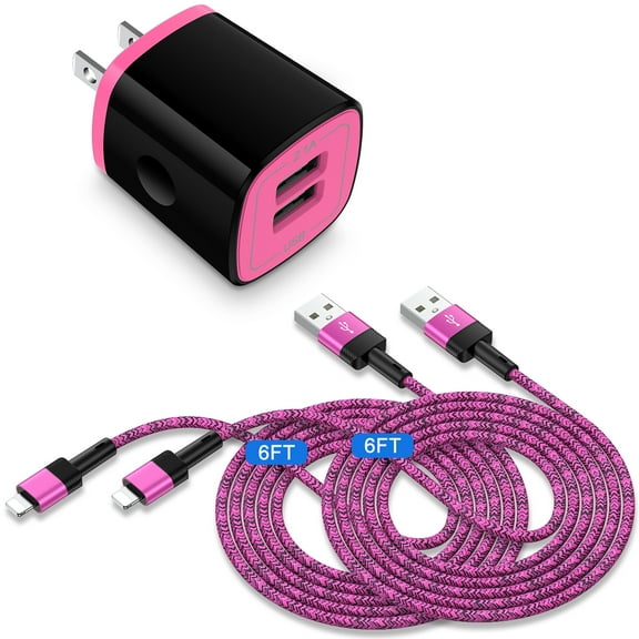 Zacenei USB Charger Block,2Pack iPhone Charger Cable Cords 6ft&1Pack 2.1A Dual USB Charger Adapter Wall Plug Fast Charging Block Multi Charging Cables 6ft iPhone Charger Set Compatible for iPhone 14