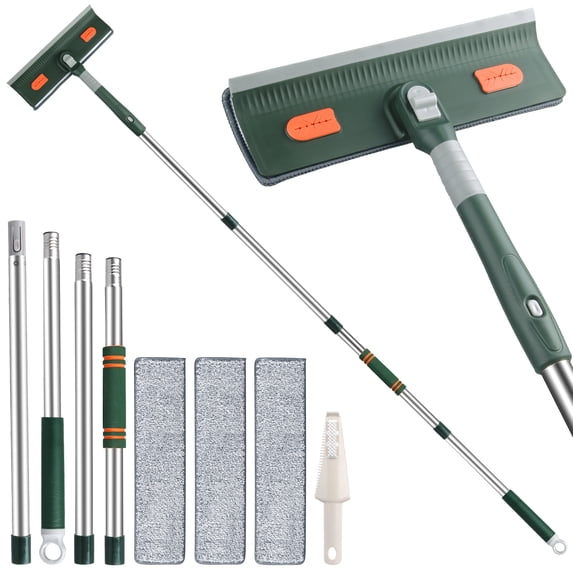 Zacenei Window Squeegee,3-in-1 Rotatable Squeegee Window Cleaner w/ 67" Extension Poles,Window Washing Kit Glass Door Cleaner Multi-Use Car Windshield Cleaning Tool w/ Long Handle for Outdoor Windows