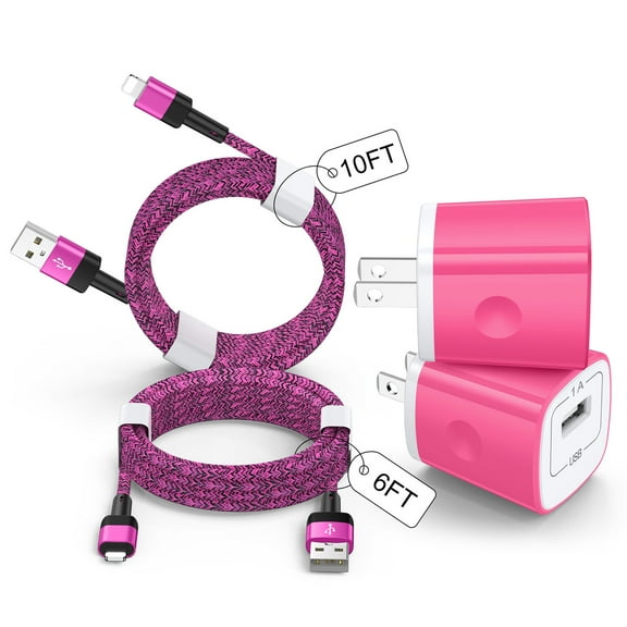 Zacenei iPhone Charger,2Pack USB Charger Blocks w/ 2Pack Multi Charging Cables 6FT 10ft Charger Power Cords,USB Charger Adapter Wall Charging Station USB Charging Block Compatible for iPhone 14/13/12