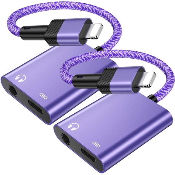 Zacenei iPhone Headphone Adapter,2PCS 2-in-1 iPhone 3.5mm Headphone Jack&Fast Charge Adapter Auxiliary Audio Splitter Dongle Cable Charger Compatible with iOS iPhone 14/13/12/iPad,Support Calls