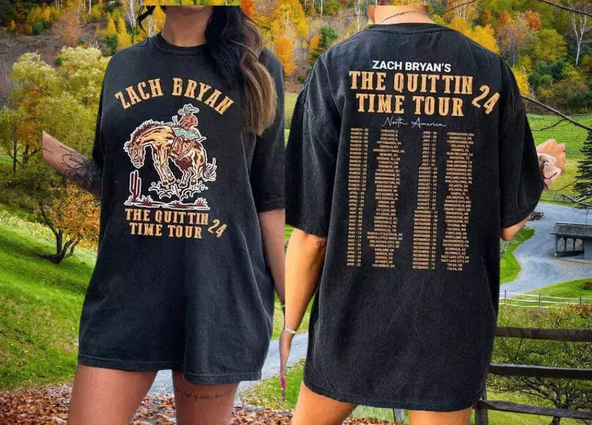 Zach Bryan 2024 Tour Quittin Time TShirt Music Concert S4XL Unisex