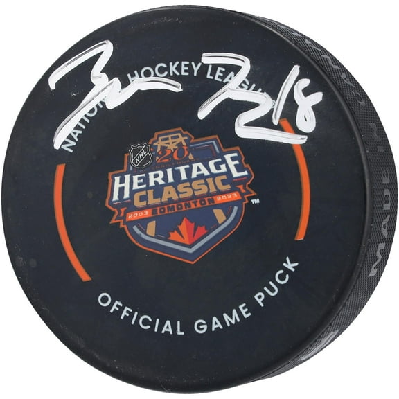 Zach Hyman Edmonton Oilers Autographed 2023 Heritage Classic Official Game Puck - Fanatics Authentic Certified