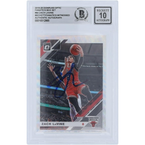 Zach LaVine Chicago Bulls Autographed 2019-20 Panini Donruss Optic Fanatics Box Set #64 Beckett Fanatics Witnessed Authenticated 10 Card - Fanatics Authentic Certified