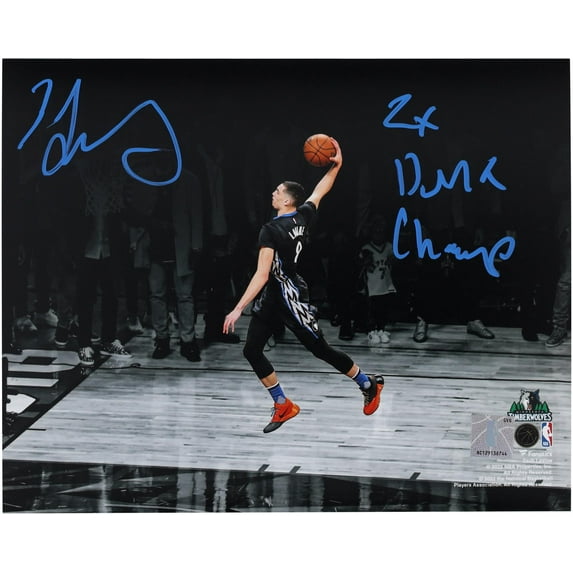 Zach LaVine Minnesota Timberwolves Autographed 8" x 10" 2016 Slam Dunk Competition Spotlight Photograph with "2x Dunk Champ" Inscription - Fanatics Authentic Certified