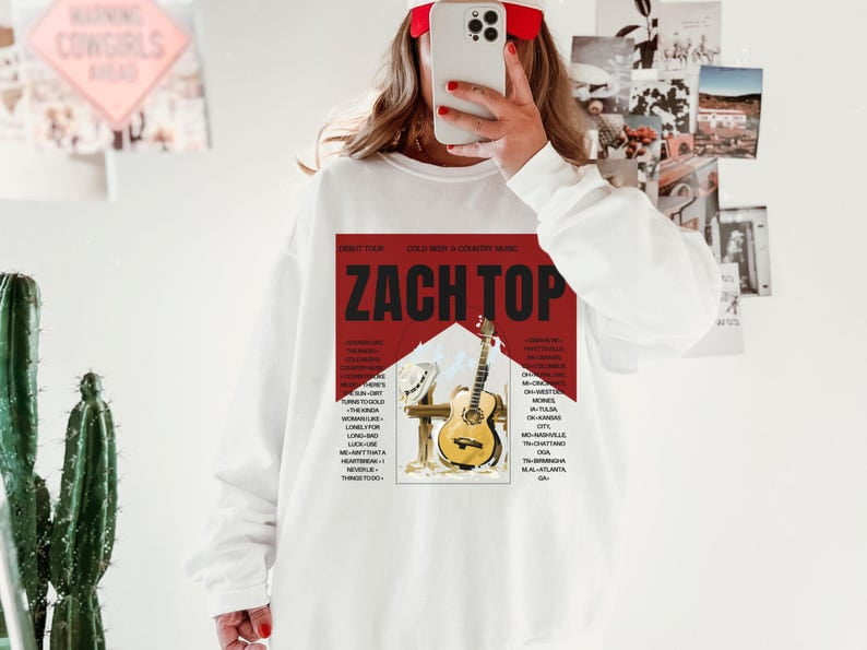 Zach Top Cold Beer & Country Music Tour 2025 Sweatshirt Unisex Tour Dates Country Music