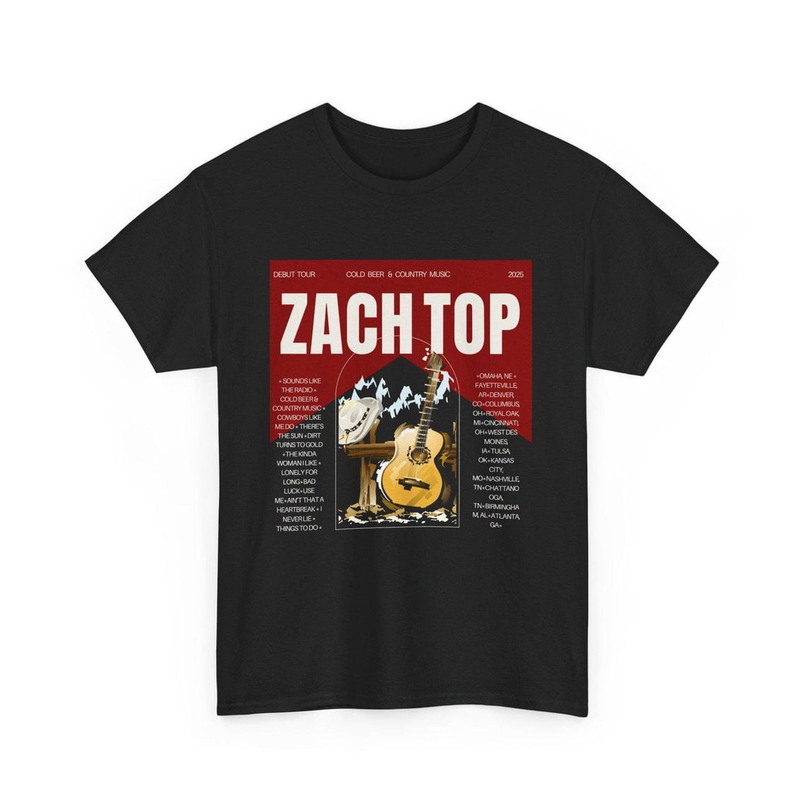 Zach Top Cold Beer & Country Music Tour 2025 tshirt