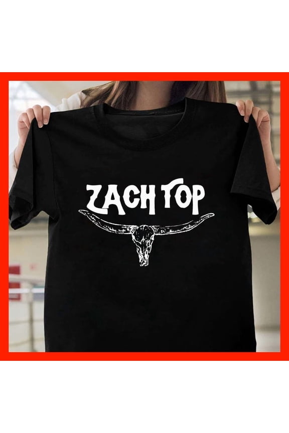 Zach Top T-Shirt - Country Music Fan Gift - Longhorn Skull Western Style Tee X444, Softstyle Unisex Tee - Full Size Range to 5XL
