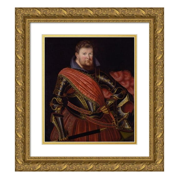 Zacharias Wehme 12x14 Gold Ornate Wood Frame and Double Matted Museum Art Print Titled - Prince Elector Christian II of Saxony