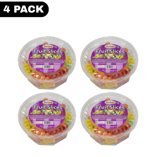 Zachary Assorted Fruit Slices Candy, Lemon, Lime, Cherry & Orange Flavors, 32 oz Tub, 4 Pack