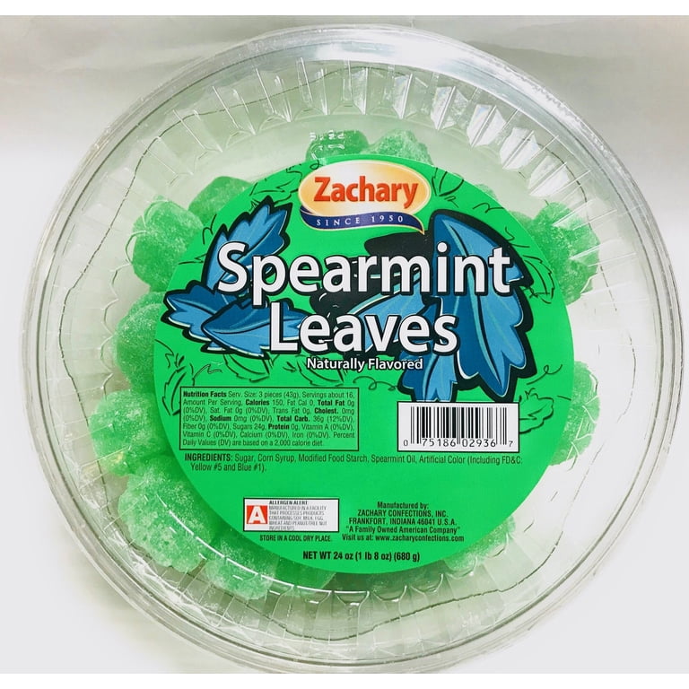 Zachary, Spearmint Leaves Candy, Green, 24 Oz, Leaf Shaped Jellies