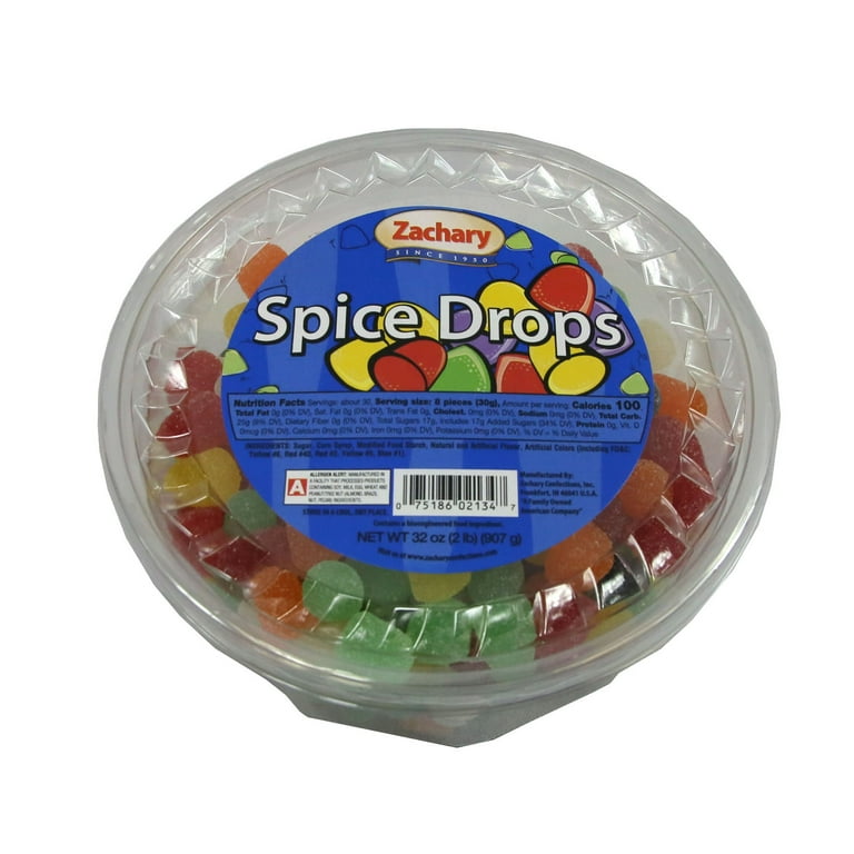 Zachary Spice Drops 32 oz Tub Jelly Candy with Licorice, Cinnamon