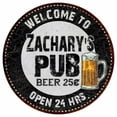 thumbnail image 1 of Zachary's Pub 14" Round Metal Sign Beer Bar Black Wall Decor Gift 100140039457, 1 of 1