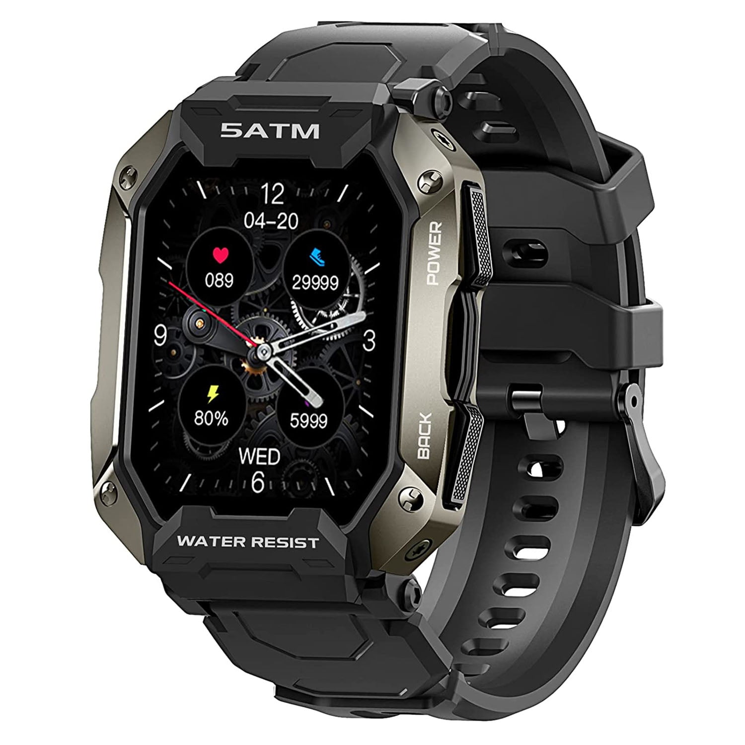 Zacharyer C20 Smart Watches for Men- 5ATMIP69K Waterproof Fitness Tracker Smart Sports Watch for Android IPhones Black